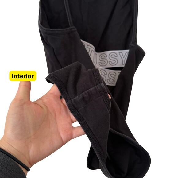 RARE Stussy Black Cotton Blend Embroidered Open Back 1-Piece Bodysuit - 12 - Picture 3 of 6